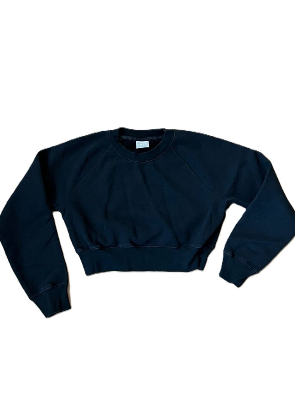 Aritzia TNA Cozy Fleece Cropped Black Sweatshirt Size Small